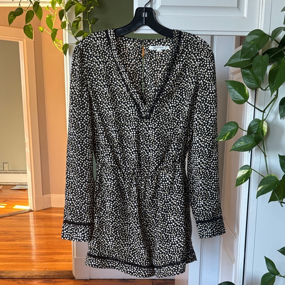 Black White and Yellow Polka Dot Romper